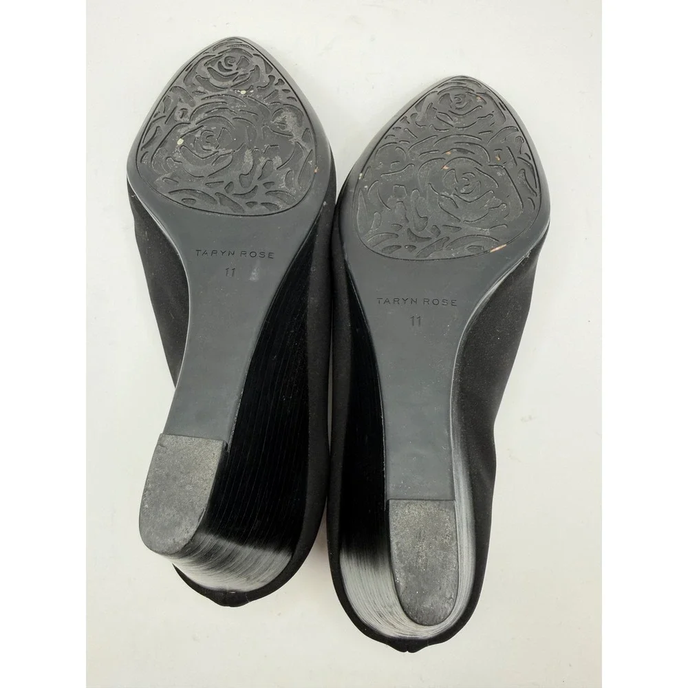 Taryn‎ Rose Yvonne Wedge Shoes Women 11 Black Stretch Scuba High Vamp Designer